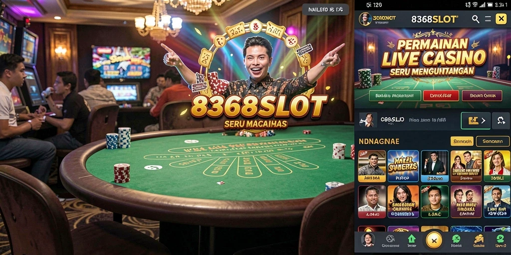 Screenshot 8368SLOT menampilkan dealer profesional dan gameplay Live Casino yang mendebarkan.