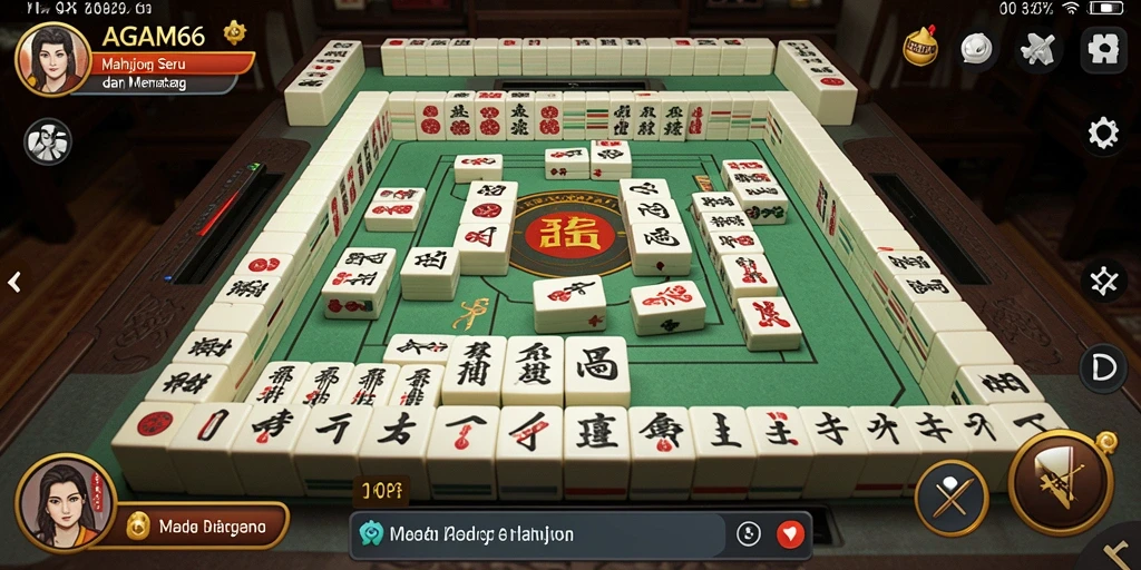 Tampilan permainan Mahjong yang seru dan penuh strategi.
