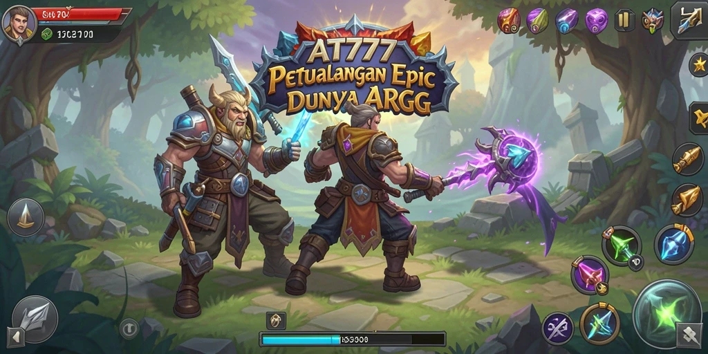 Screenshot gameplay AT777 menampilkan pertarungan seru di dunia fantasi.