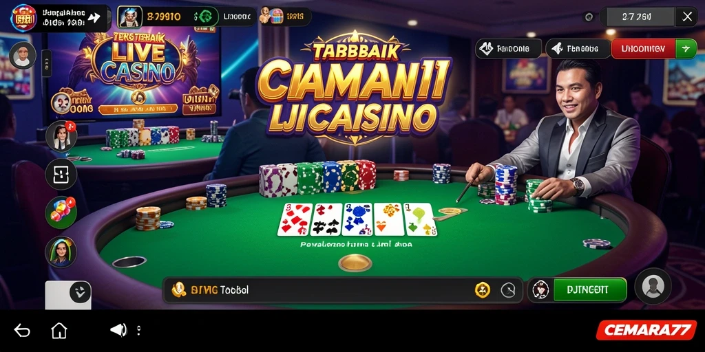 Tampilan menarik gameplay Live Casino CEMARA77 yang mendebarkan.