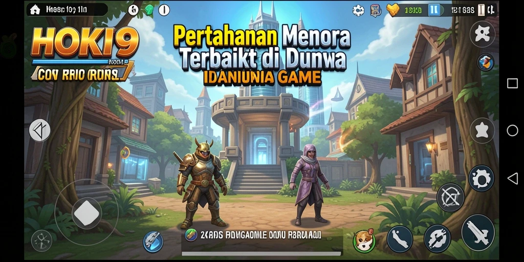 Tampilan gameplay HOKI9 dengan strategi menara yang kompleks.