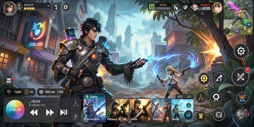 Tampilan gameplay JTBLUE dengan koleksi musik yang menarik.