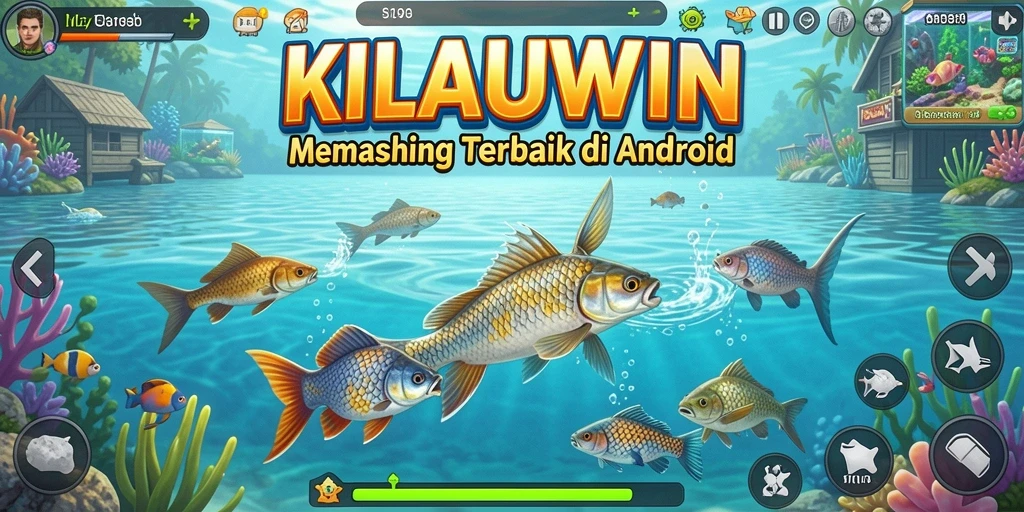 Tampilan gameplay KILAUWIN saat memancing ikan besar.