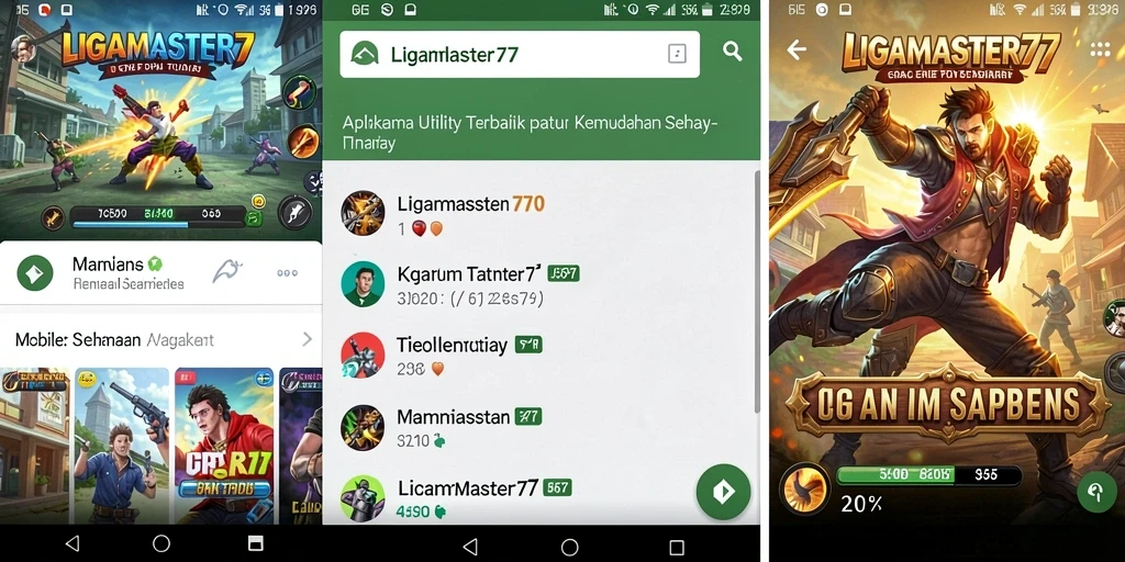 Screenshot LIGAMASTER77 menunjukkan antarmuka aplikasi Utility yang bersih dan mudah dinavigasi.