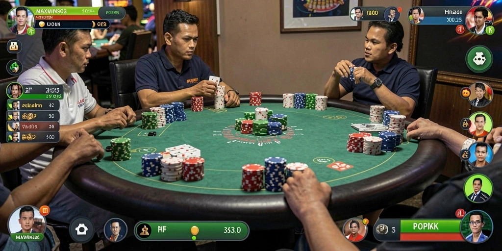 Tampilan menarik gameplay Poker di MAXWIN303