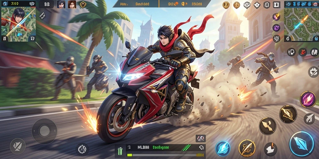 Gameplay seru di MLBB8 dengan balapan motor cepat.