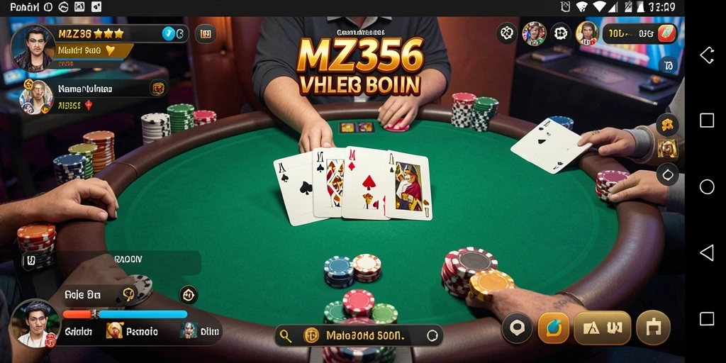 Screenshot utama MZ356 menampilkan gameplay poker yang seru dan interaktif.