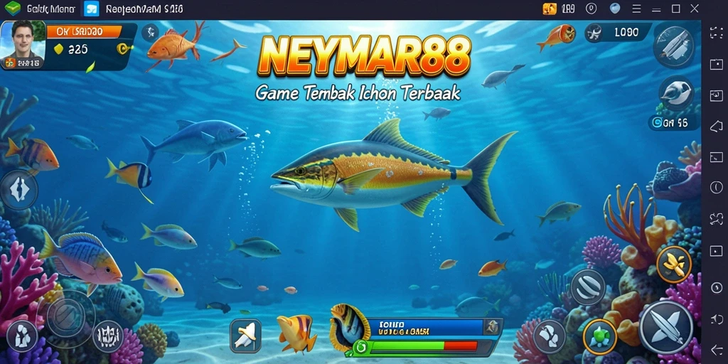 Tampilan gameplay seru dari NEYMAR88 saat menembak ikan.