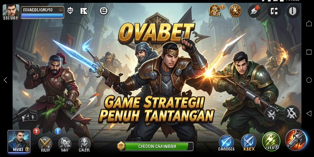 Tangkapan layar utama OVABET menampilkan pertempuran strategis yang intens.