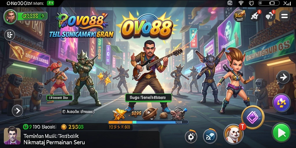 Screenshot gameplay OVO88 menampilkan antarmuka aplikasi musik yang interaktif.