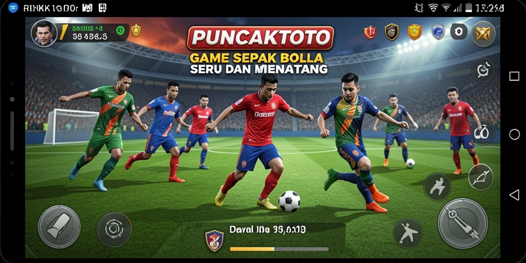 Tangkapan layar PUNCAKTOTO menampilkan aksi seru di lapangan sepak bola.