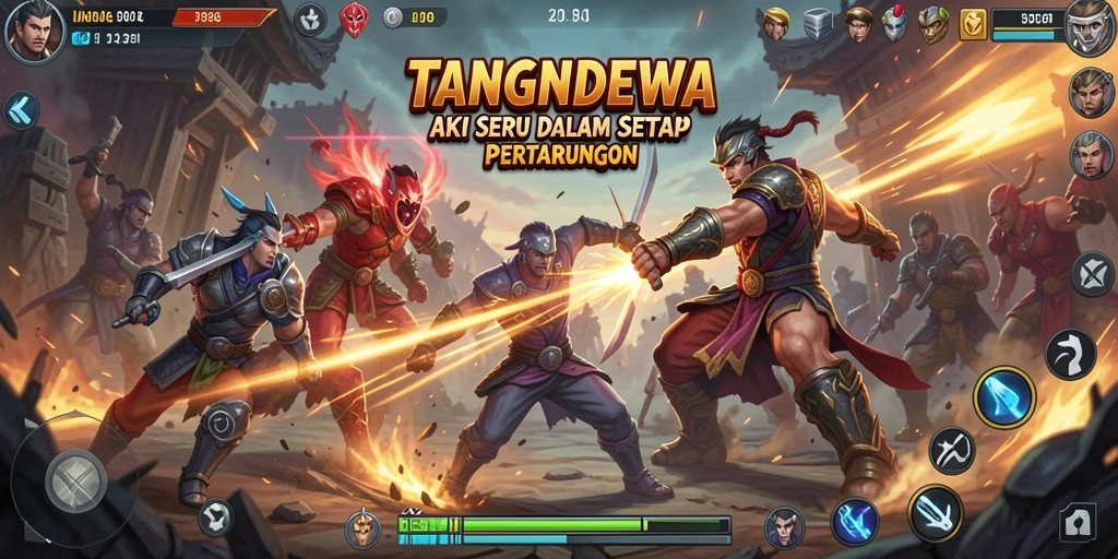 Tampilan aksi mendebarkan dari gameplay TANGANDEWA yang mendebarkan.
