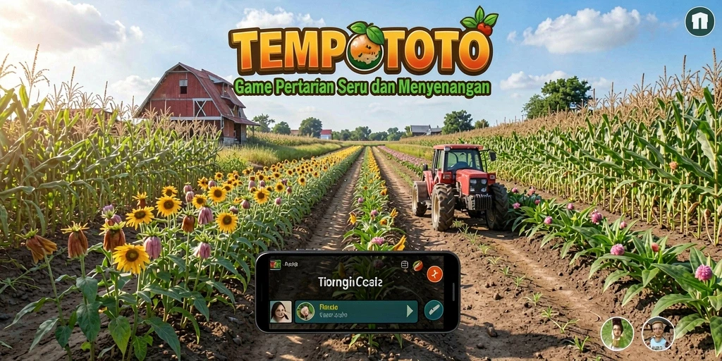 Tampilan gameplay TEMPOTOTO yang menampilkan aktivitas pertanian.