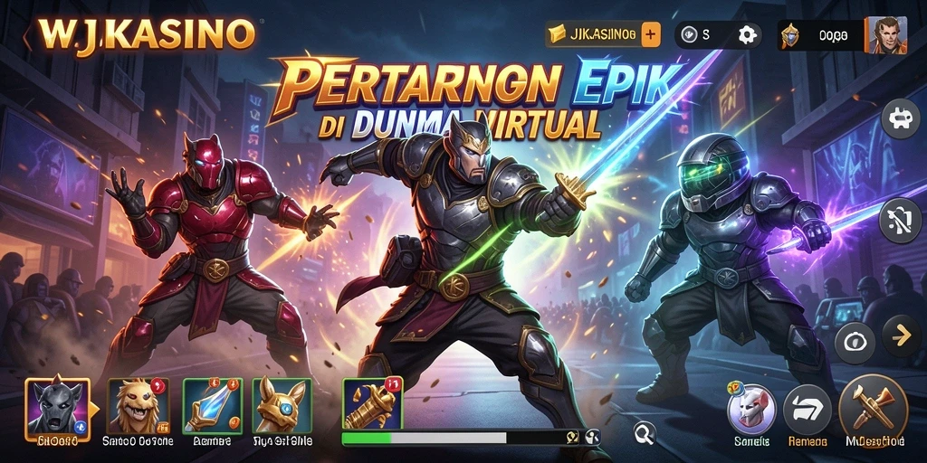 Screenshot gameplay WJKASINO yang menampilkan aksi pertarungan spektakuler.